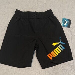 Puma boys black with multi color logo board shorts NWT szS